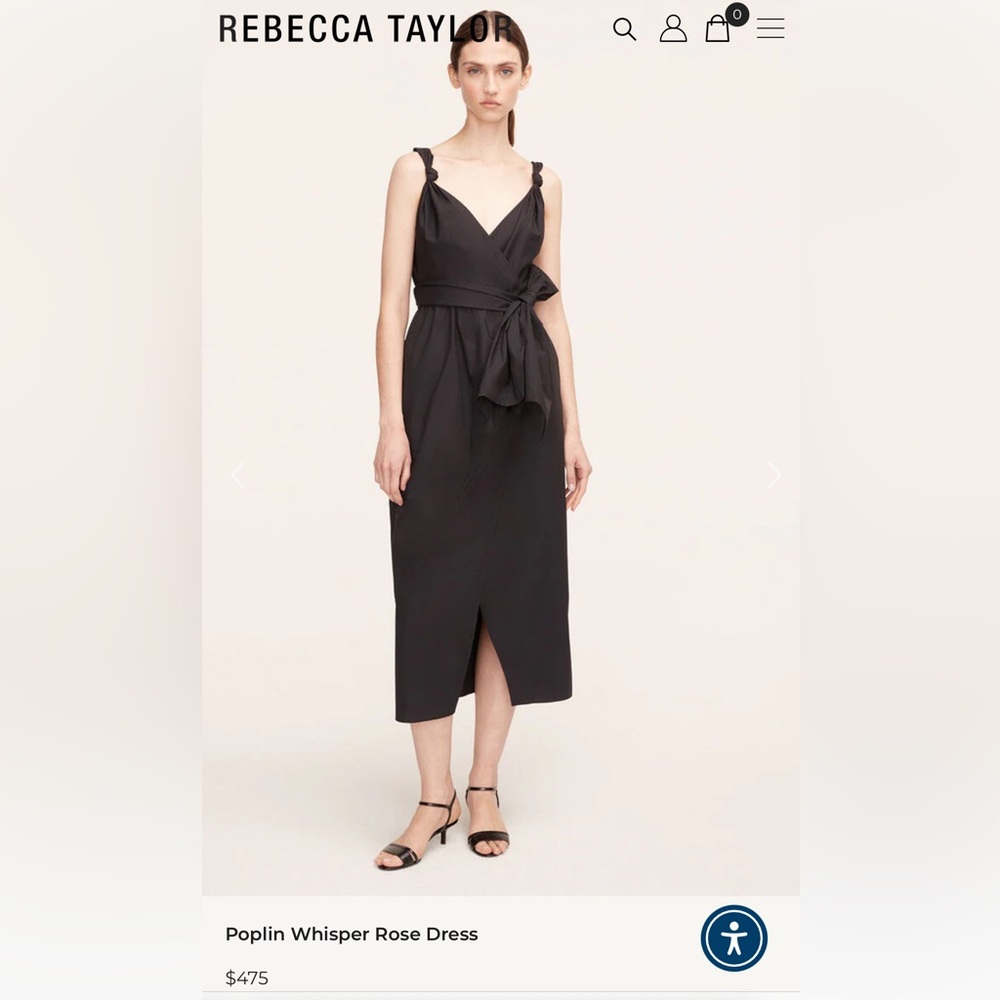 Rebecca Taylor Poplar Whisper Rose dress Elegant cotton black wrap dress size 6